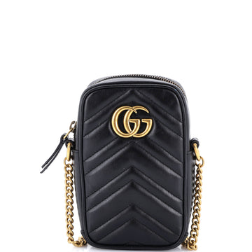 Gucci GG Marmont Vertical Phone Crossbody Bag Matelasse Leather Mini