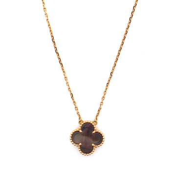 Van Cleef & Arpels Vintage Alhambra Pendant Necklace 18K Rose Gold and Grey Mother of Pearl