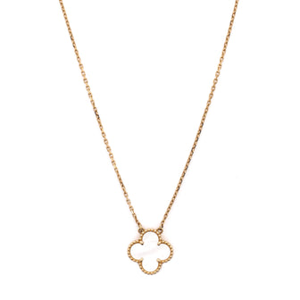Van Cleef & Arpels Vintage Alhambra Pendant Necklace 18K Yellow Gold and Mother of Pearl