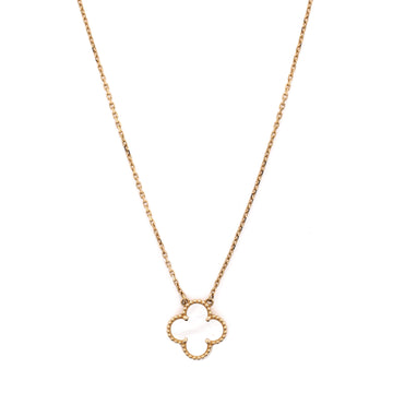 Van Cleef & Arpels Vintage Alhambra Pendant Necklace 18K Yellow Gold and Mother of Pearl
