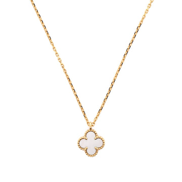 Van Cleef & Arpels Sweet Alhambra Pendant Necklace 18K Yellow Gold and Mother of Pearl