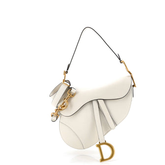 Christian Dior Saddle Handbag with Strap Leather Medium