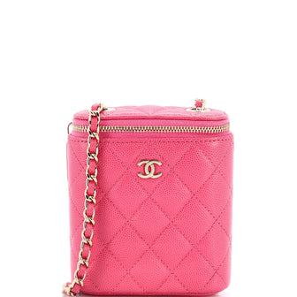 Chanel Vertical Classic Vanity Case with Chain Quilted Caviar Mini