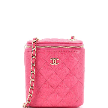 Chanel Vertical Classic Vanity Case with Chain Quilted Caviar Mini