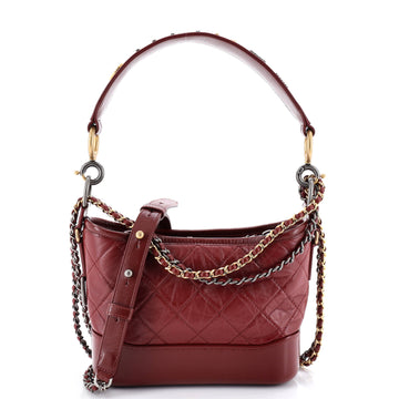 Chanel Gabrielle Hobo with Logo Handle Quilted Aged Calfskin Small