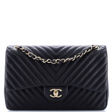 Chanel Classic Double Flap Bag Chevron Lambskin Jumbo