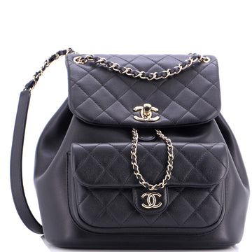 Chanel Duma Drawstring Backpack Quilted Leather Large