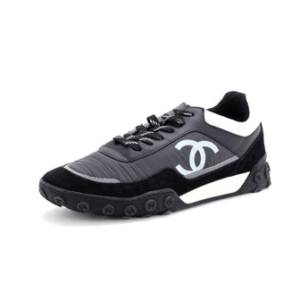 Chanel Women’s CC Logo Low-Top Sneakers Leather and Nylon with Suede