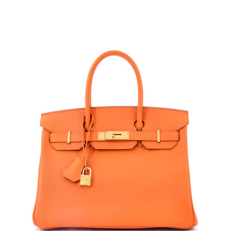 Hermes Birkin Handbag Orange Epsom with Gold Hardware 30