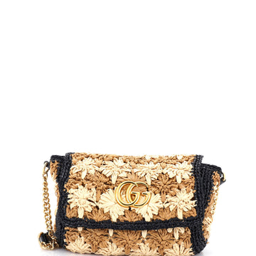 Gucci GG Marmont Flap Bag Raffia Small