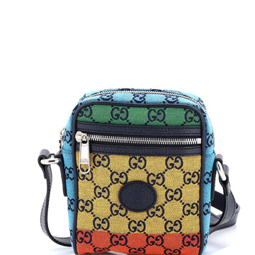 Gucci Interlocking G Patch Zip Messenger Bag Multicolor GG Canvas Mini