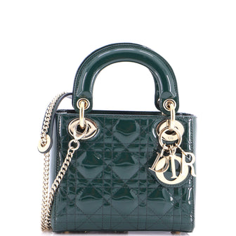 Christian Dior Lady Dior Chain Bag Cannage Quilt Patent Mini