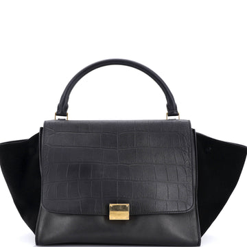 Celine Trapeze Bag Crocodile Embossed Leather Medium