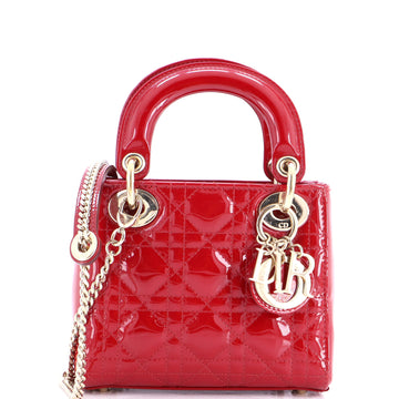 Christian Dior Lady Dior Chain Bag Cannage Quilt Patent Mini