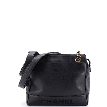 Chanel Vintage Logo Chain Tote Caviar Small