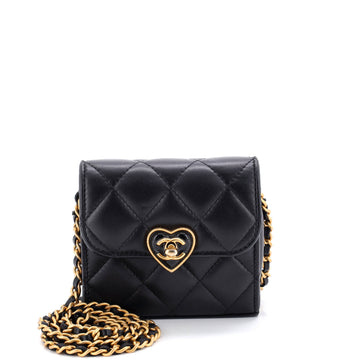 Chanel Coco Love CC Heart Clutch with Chain Quilted Lambskin Mini