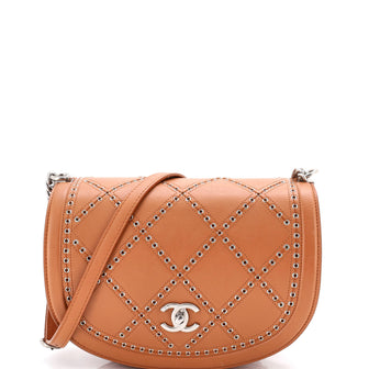 Chanel Coco Eyelets Round Flap Bag Quilted Calfskin Small