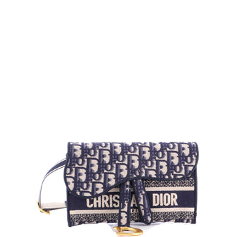 Christian Dior Saddle Slim Belt Pouch Logo Embroidered Oblique Canvas