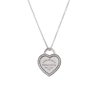 Tiffany & Co. Return to Tiffany Heart Pendant Necklace 18K White Gold with Diamonds