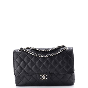 Chanel Classic Double Flap Bag Quilted Caviar Jumbo
