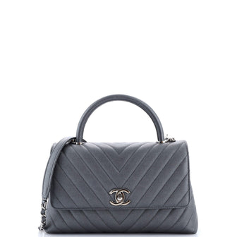 Chanel Coco Top Handle Bag Chevron Caviar Small