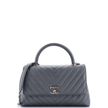 Chanel Coco Top Handle Bag Chevron Caviar Small