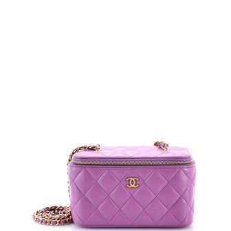 Chanel Pearl Crush Vanity Case with Chain Quilted Lambskin Small