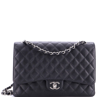 Chanel Classic Double Flap Bag Quilted Caviar Maxi