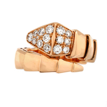 Bvlgari Serpenti Viper One-Coil Ring 18K Rose Gold with Diamonds Wide