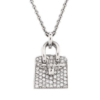 Hermes Birkin Amulette Pendant Necklace 18K White Gold and Diamonds