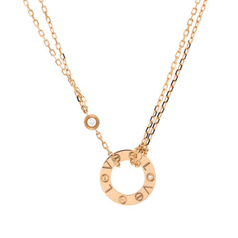 Cartier 2 Diamonds Love Pendant Necklace 18K Yellow Gold and Diamonds