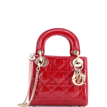 Christian Dior Lady Dior Chain Bag Cannage Quilt Patent Mini