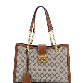 Gucci Padlock Chain Tote GG Coated Canvas with Leather Medium