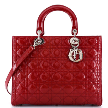 Christian Dior Lady Dior Bag Cannage Quilt Patent Large