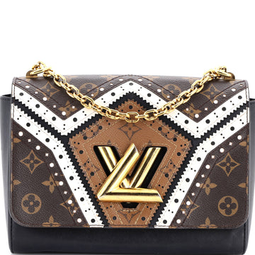 Louis Vuitton Twist Handbag Limited Edition Brogue Reverse Monogram Canvas and Leather MM
