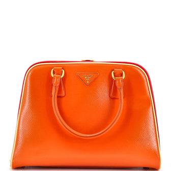 Prada Pyramid Top Handle Bag Vernice Saffiano Leather Medium