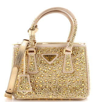 Prada Galleria Double Zip Tote Crystal Embellished Satin Mini