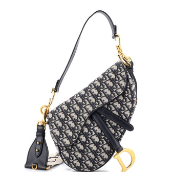 Christian Dior Saddle Handbag with Strap Oblique Canvas Medium