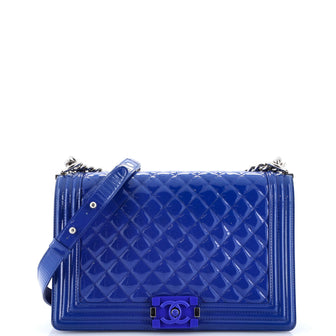 Chanel Boy Flap Bag Quilted Plexiglass Patent New Medium