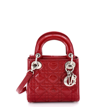 Christian Dior Lady Dior Bag Cannage Quilt Patent Mini