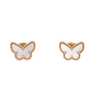 Van Cleef & Arpels Sweet Alhambra Butterfly Stud Earrings 18K Yellow Gold and Mother of Pearl