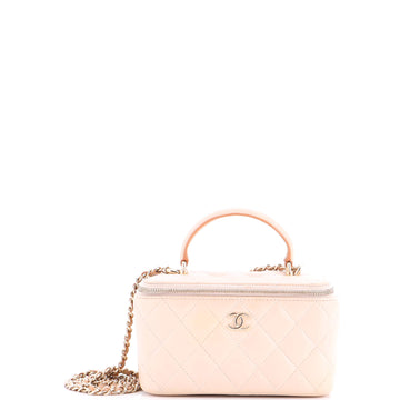 Chanel Classic Top Handle Vanity Case with Chain Quilted Lambskin Small
