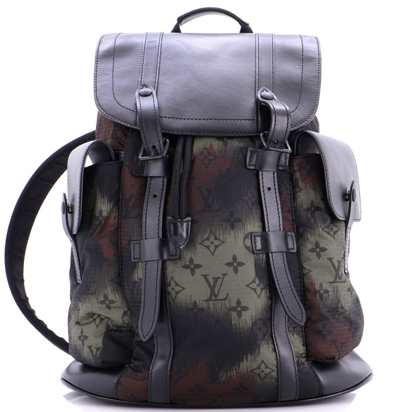 Louis Vuitton Christopher Backpack Limited Edition Camouflage Monogram Nylon with Leather PM Black 38134314