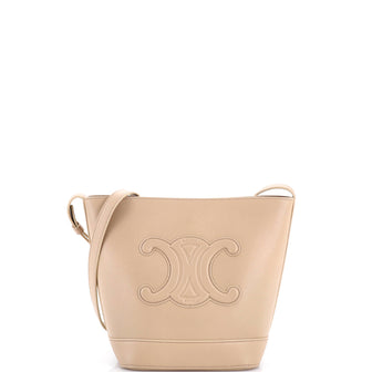Celine Cuir Triomphe Bucket Bag Leather Small
