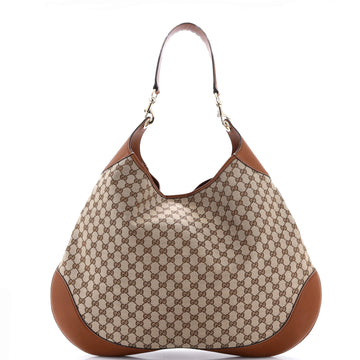 Gucci B Shoulder Bag GG Canvas and Leather Large