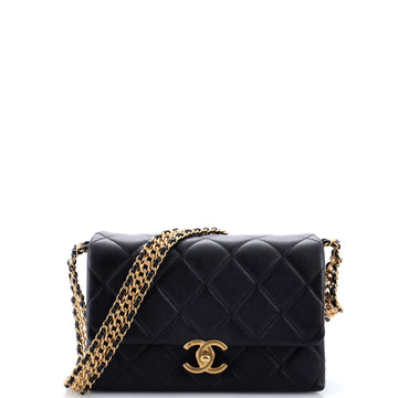 Chanel CC Adjustable Buckle Chain Flap Bag Quilted Calfskin Small
