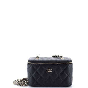 Chanel Classic Vanity Case with Chain Quilted Caviar Small