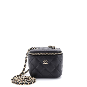 Chanel Classic Vanity Case with Chain Quilted Caviar Mini