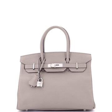 Hermes Birkin Handbag Grey Epsom with Palladium Hardware 30