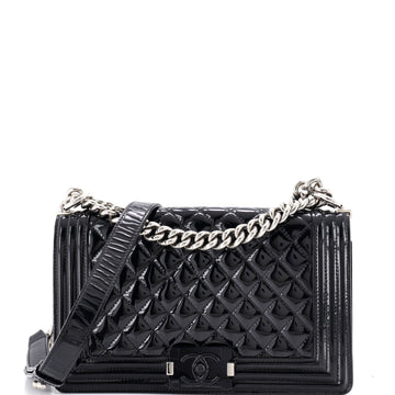 Chanel Boy Flap Bag Quilted Plexiglass Patent Old Medium